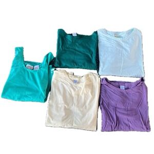 Lot of 5 Womens Vintage Cotton Blend Tops Tanks and Tees Multicolor Size L M